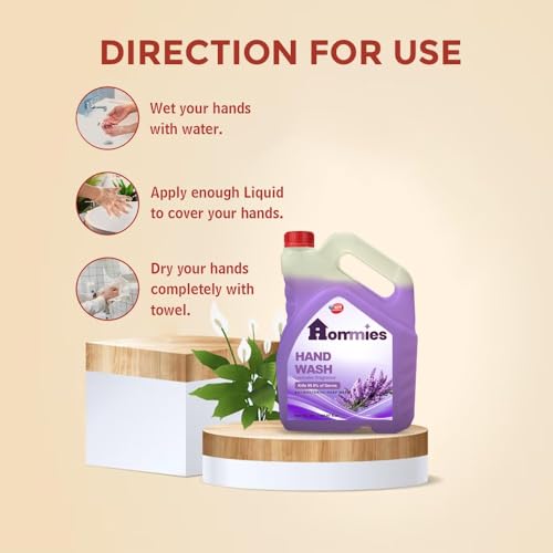 Image of Hommies Liquid Handwash, Refill Can | Fights Germs | Ph-Balanced Formula | No Added Triclosan & Parabens | Rich Lathering Formula With Anti-Bacterial Properties| Soft on Hands - 5 Litre (Lavender)