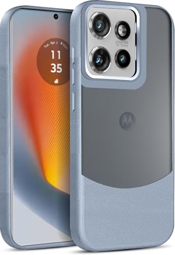 Image of MINTZZ Moto Edge 50 Back Cover, Leather Design, Protective Cover with Camera Lens Protection, Premium Grip & Slim Fit Durable, Edge 50 Case (Gray, Moto Edge 50)