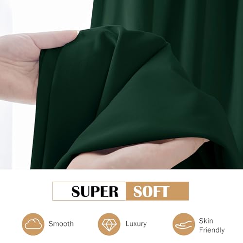 Image of Beauoop Dark Green Velvet Curtains 96 Inches Long 2 Panels for Bedroom Living Room Soft Luxury Room Darkening Thermal Insulated Soundproof Rod Pocket Window Treatments Drapes, 52X96 Set of 2