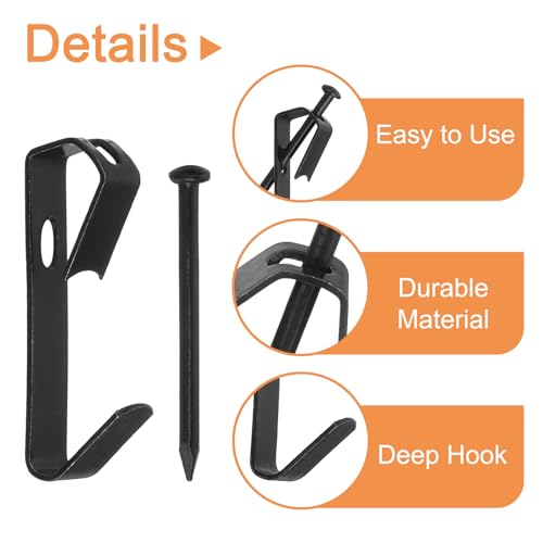 Image of uxcell 20Pcs Photo Frames Hanger Hooks, 100 Lb Frame Hooks with Nails Metal Wall Mount Album Picture Hanging Clips for Hanging, Clocks on the Wall, Black