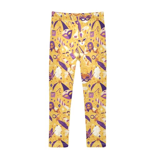 Mardi Gras Carnival Purple Holiday Pattern Saffron Kids Baby Girls Cotton Leggings Casual High Waisted Activewear