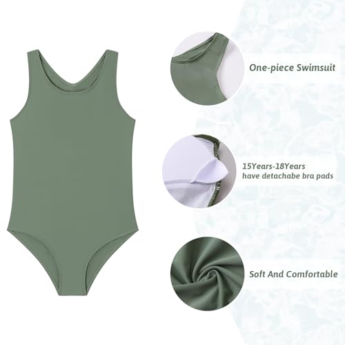Image of Girls One Piece Swimsuit Quick Dry Swimwear Beach Bathing Suit for 3-18 Years