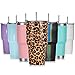 30oz Stainless Steel Insulated Leopard Tumbler Travel Mug with Straw Slider Lid, Cleaning Brush, Double Wall Vacuum