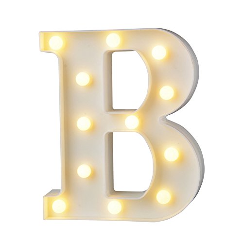 belupai Letras LED con luces del alfabeto para decoración de carpa con luces para fiestas, bodas, recepciones, casas de vacaciones y baño, decoración de bar de novia (B)