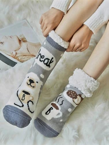 Jia Fuzzy Sherpa Socks with Silicone floor Grips Christmas gift2