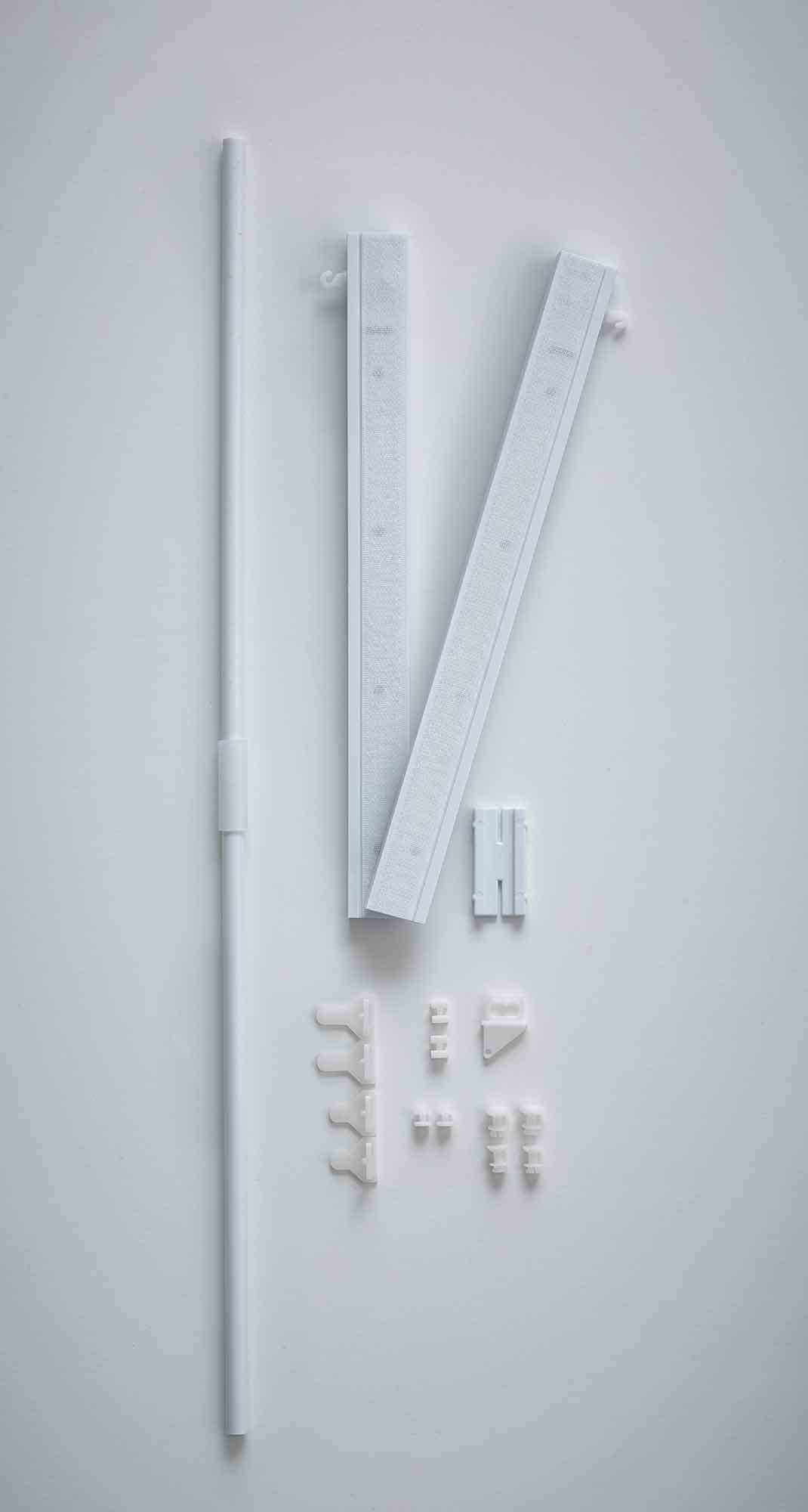 Gardinenbox 16er Set Paneelwagen 60 cm Weiß aus Kunststoff für Flächenvorhang incl. Beschwerungsstange Rollen- und X-Gleiter, 2021200set