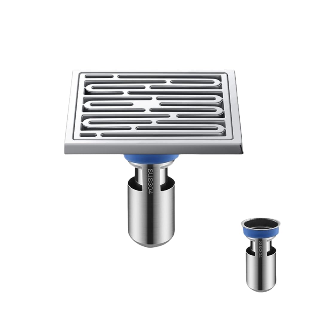 KJdxfhFH Bathroom floor drains, Invisible Floor Drain Curved Stainless Steel(Deepwater Single Use)