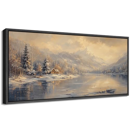Image of MUDECOR Extra Large Framed Canvas Print Wall Art Cabin Art for Living Room
