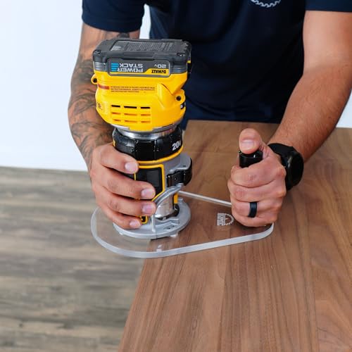 WOOD GRAIN JUNKIE TrimFit Pro SINGLE GRIP Router Base Plate, Pre-Drilled for DeWalt Compact Router DWP611 and DCW600B