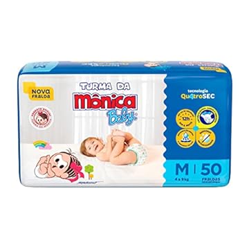 Fralda Turma da Mônica Baby Mega M 50 Unidades
