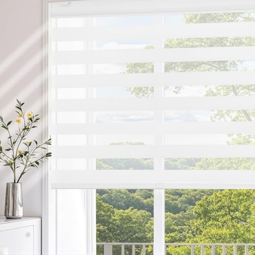 MNBANHGO Zebra Blinds for Windows, Cordless Window Shades, Free-Stop Light Filtering Roller Windows Shades, Roller Indoor Blinds for Kitchen Bathroom Windows, 31"W x 72"H in (79W cm x 183H cm), White by MNBANHGO - Used condition - CA$36.82