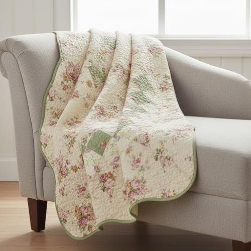 Greenland Home Bliss 100% Cotton Authentic Patchwork Throw Quilt, 1-Piece, 50 x 60 inches