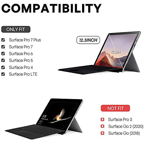 Image of SwooK Case Fit Microsoft Surface Pro 7 Plus /Pro7 /Pro 6 /Pro 5 /Pro 2017 /Pro 4 /Pro LTE, All-in-One Protective Rugged Cover Case with Pen Holder, Hand Strap, Compatible with Type Cover Keyboard, Black