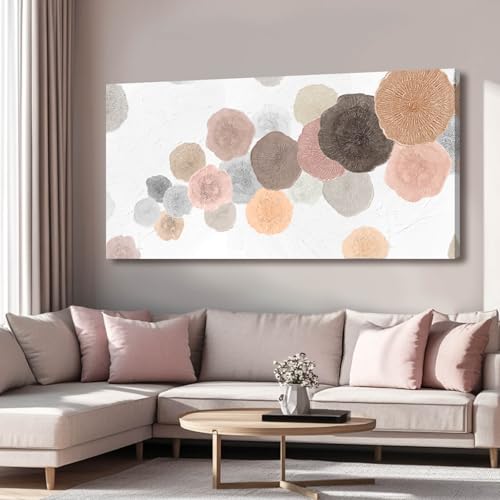 VAYIMDH Pink and Grey Painting on White Background Large Abstact Living Room Artwork Canvas Textured Wall Art for Bedroom Office 29