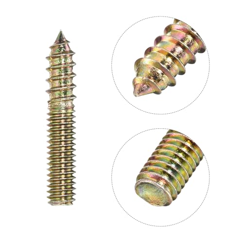 Image of uxcell 5 /16-18x1-3 /4 Hanger Bolts, 12pcs Double Ended Screws Wood Dowel Screws for Furniture
