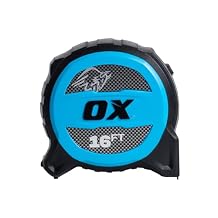 OX Tools Tuff Blade 16 ft Tape Measure - Shock Proof Construction Magnetic Measure Tape with Dual Magnet Hook - 1 1/4 Inch Wide Blade - 13 ft Stand Out Retractable Measuring Tape - OX-P506016