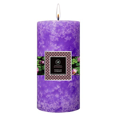 Cocosoy Scented Pillar Candles Ecoaroma Natural Flower & Plant Fragrance Oils Aromatherapy & Home Scented , Premium Organic Coconut Soy Wax Bulk 2-Pack 3"X 4 " Botanical Candles Water Lily & Orange #TOP21