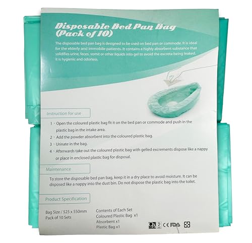 Disposable Bedpan & Commode Liner Bags with Absorbent Gel – Leak-Proof, Odor-Free Hygienic Bags for Elderly, Patients, and Bedside Toilets – Pack of 10