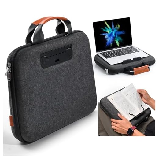 Nauttxon Hard Laptop Case 13 Inch for HP Dell Lenovo ASUS Acer - 2 in 1 Laptop Sleeve & Lap Desk with Stopper and Book Clip, Shockproof Waterproof 14.2 MackBook Pro Case - Black