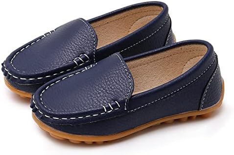 RVROVIC Kids Girls Boys Slip-on Loafers Oxford PU Leather Flats Shoes(Toddler/Little Kid)(9 M Toddler,1-DK Blue)