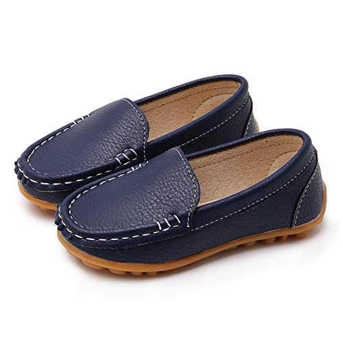 Rvrovic Kids Girls Boys Slip-On Loafers Oxford Pu Leather Flats Shoes(Toddler/Little Kid)(9 M Toddler,1-Dk Blue) #TOP30