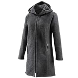 Mufflon Damen-Wollmantel Mu-Jana W100 mit Kapuze Anthra dunkelgrau - M