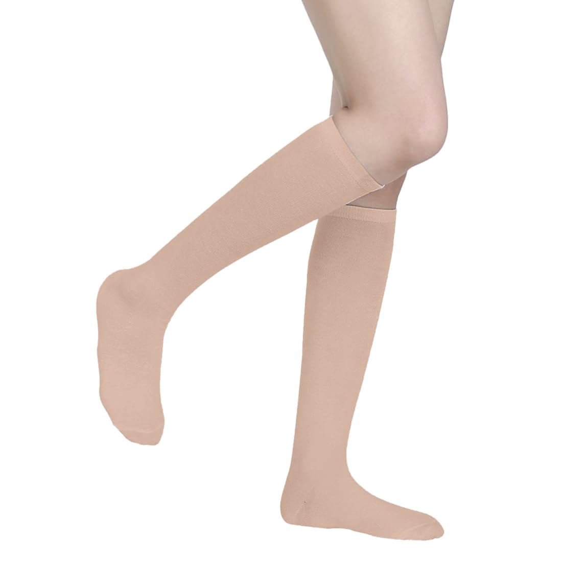 MUKHAKSH (Pack of 2 Pairs = 4 Socks Women Cotton Beige Knee Length Knee High Socks - Image 4 thumbnail