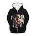 Upetstory Horse Zip Up Jackets for Girls Boys Size 11-13 Kids Fashion Hoodies Long Sleeve Hooded Sweatshirt Lightweight Active Clothes Outdoor Sports Tops with Pockets Hiking Cycling Running Outfit