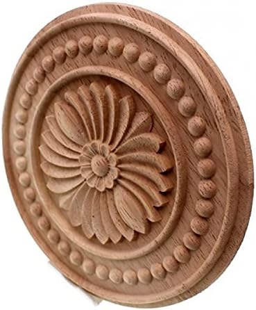 Round Onlay Applique Wooden Wood Carving Decal Furniture Wall Corner Decor for Cabinets Windows Mirrors 20cm 10PC