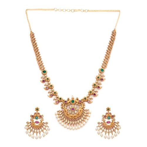 Rubans 22K Gold Plated Handcrafted Ruby & Emerald Studded Pearl Beaded Traditional Temple Jewellery Set for Women & Girls, Ideal for any Festive & Wedding Occasions (B0D6G8D7HH) Amazon Price History, Amazon Price Tracker