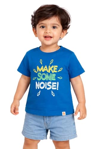 Image of BODYCARE Kids Inafant Placement Print Boys Round Neck Half Sleeves Cotton T-Shirt | Skin Friendly Regular Fit | Soft Breathable Fabric Comfortable & Durability | Pack of 1 | Mustard | Age 6-12 Months