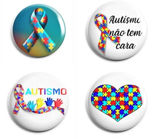 Botton Personalizado Broche Autismo 4,4cm - Kit com 4