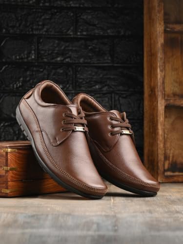 Image of egoss Premium Derby Shoes for Men | Genuine Leather | Stretch Fit | Elegant Formal Footwear | Office GS-347