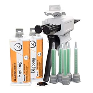Bigbong 2pcs 50ml 1:1 Epoxy Resin Black AB Glue Epoxy Glue 2-Part Epoxy Adhesive Epoxies & 5pcs 1:1 Mixing Nozzles…