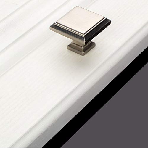 Foccts 5 Pack Cabinet Knobs Brushed Nickel, Kitchen Cabinet Hardware Square Knobs, Stainless Steel Cabinet Knobs For Dresser Drawers, 1-1/4 Inch #TOP4