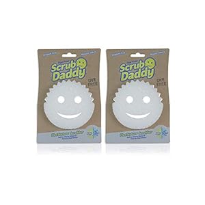 Scrub Daddy Sponge – Dye Free – Scratch-Free Scrubber for Dishes and Home, Odor Resistant, Soft in Warm Water, Firm in Cold, Deep Cleaning, Dishwasher Safe, Multi-use, 1ct (2 pack)