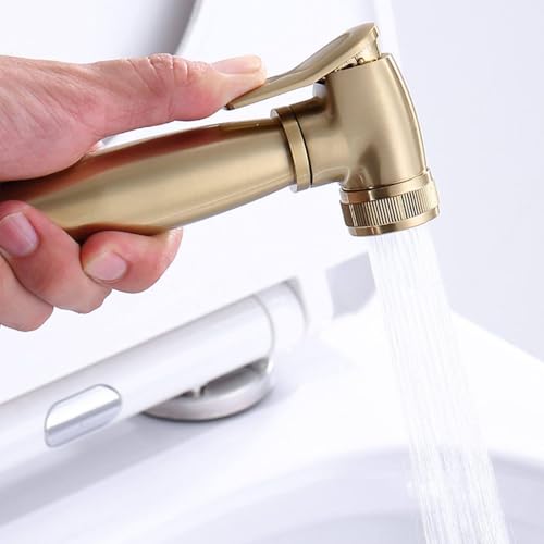 Ducha bidet para WC en oro cepillado de latón con control dual y manguera de 1,5m 5