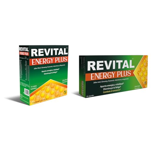 Revital Energy Plus 14 Viales + 30 Cápsulas - Aporta Energía y Vitalidad y Disminuye la Fatiga - con Jalea Real, Ginseng, Guaraná, Vitaminas y Magnesio