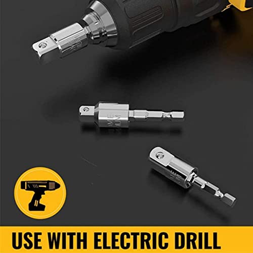 4Pcs Abruga Square Drive Sockets, Power Drill Sockets Adapter Sets, 105 Degree Angle Screwdriver Socket Holder, 360 Degree Rotation Adjustable Drill Bit 1/4" 3/8" 1/2" Extension Rod Accessories #TOP7