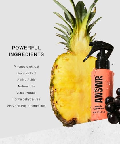 ANSWR At-home Keratin Treatment Kit - Vegan Shampoo & Conditioner Set Frizz-free Hair For 3 Months - Salon Quality Smoothing hair treatment Growth and Thinning Hair, 89% Natural - 3x100ml - Image 3