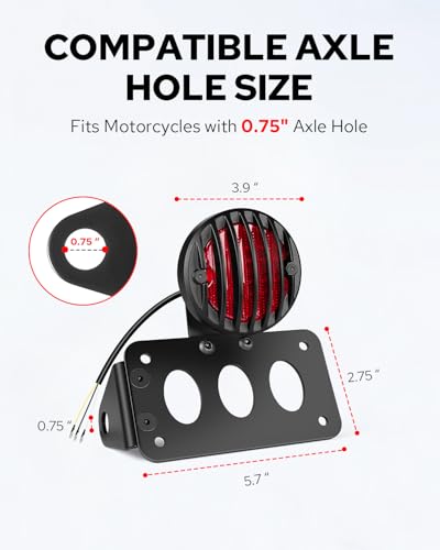 Image of Benlari Motorcycle LED Tail Light Brake Light with Bracket, Side Mount License Plate Rear Light Fit for Harley Honda Bobber Chopper Yamaha Sporster Kawasaki Suzuki (Flat, 0.75 inch)