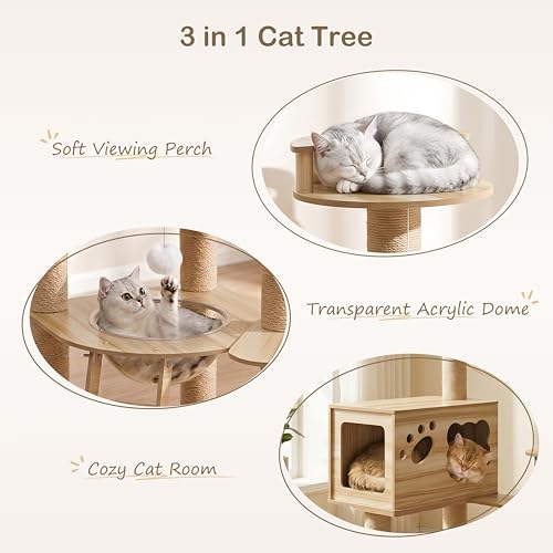 Torre para gato grande de madera 52 pulgadas miniatura 3