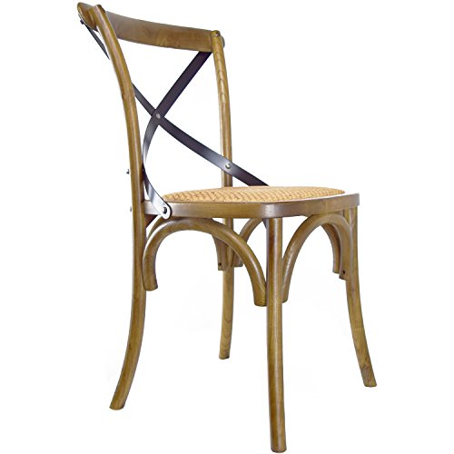 2Xhome Set Of 2 Walnut Mid Century Modern Farmhouse Antique Cross Back Chair With X Back Assembled Solid Real Wooden Frame Antique Style Dining Chair Side For Accent Chairs Woven Kitchen Task Work #TOP7