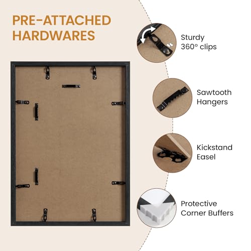 Image of 11x15 Picture Frame,Solid Oak Wood 11 inchx15 inch Photo Frame, Black Color Tempered Real Glass 11 by 15 Wooden Frames with No Mat,15x11 Picture Frames for Wall or Tabletop Display