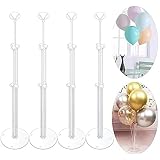 Lot de 4 supports de ballon pour ballon de table, gobelets transparents avec poteau de ballon et support de fleur pour table de bureau pour fête, mariage, anniversaire, décorations