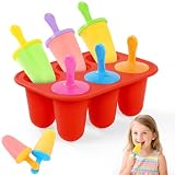 BAUSAR Silicone Popsicles Molds, BPA-Free Small Popsicle Mold for Kids, Toddler & Baby, Reusable Popsicle Molds, Mini Ice Pop Molds with Colorful Sticks, Ice Cream Molds, Homemade Ice Cream Molds(Red)
