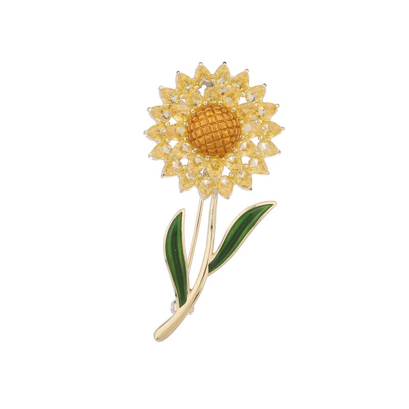 Image of 14K Gold Sunflower Coat Brooches for Women, Suit Cardigan Pin for Stylish Casual Wear, Small Brooch