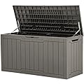 YITAHOME 80-Gallon Waterproof Resin Outdoor Storage Box, Lockable Storage Container for Outdoor Furniture, Cushion Storage, Pool Accessories, Garden Tools and Sporting Gear, Taupe