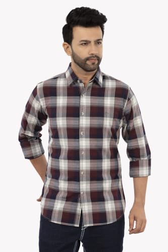 Image of SUMMER LINE Men's 100% Cotton Checked Casual Shirt | Full Sleeve | Regular Fit | Soft & Breathable | Available in Sizes M-6XL