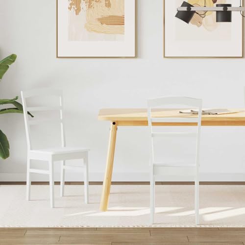 Mokuyary Lot de 2 chaises de salle à manger blanches en bois d'hévéa massif - Design scandinave - Pour chambre à coucher, cuisine, salon - M498K420